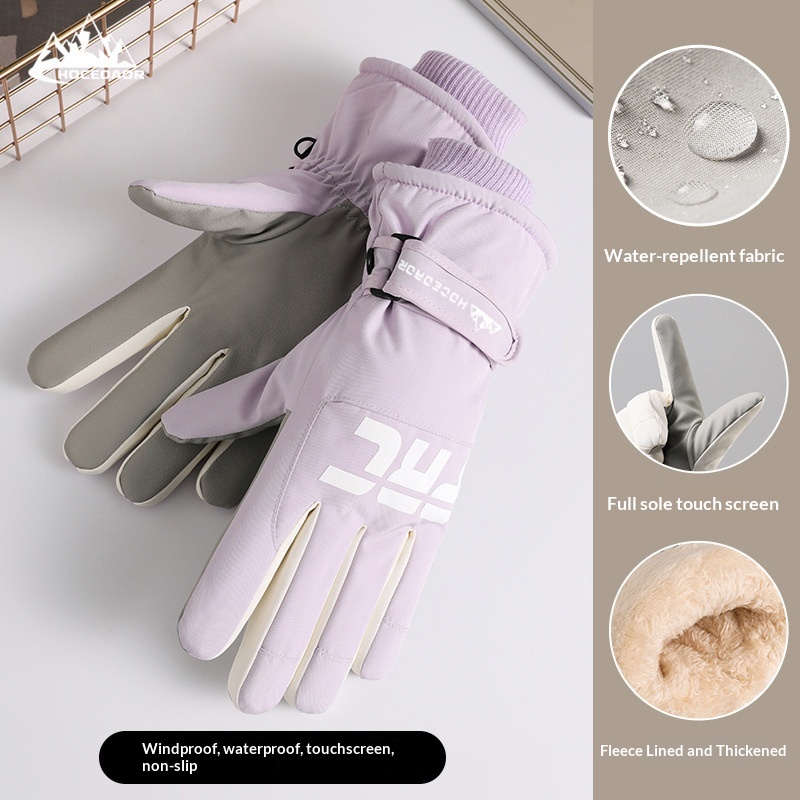 boy Boy Boy Winter Ski Gloves For Men And Women, Outdoor Riding, Fleece-Lined, Thickened, Windproof, Water-Resistant, Warm,_voghion.com