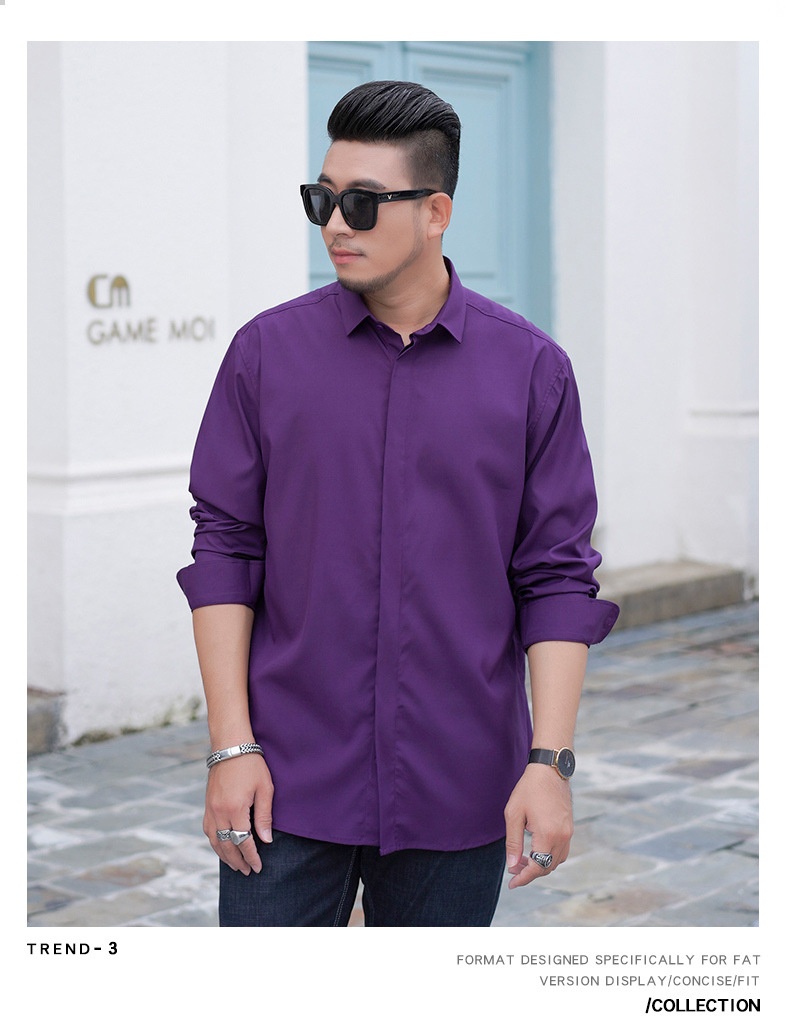 Plus Size Men's Long Sleeve Loose Casual Spring Autumn New Professional Elastic Inch Shirt For Big And Tall Men_voghion.com