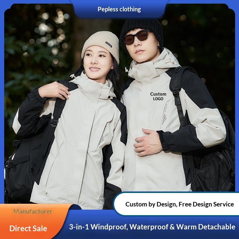 Junge Outdoor-Jacke, wasserdicht, mit individuellem Graphenfutter, winddicht, 3-in-1-Modell mit Aufdruck_voghion.com