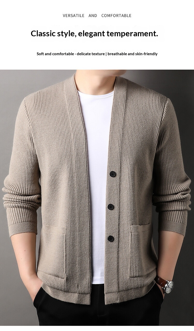 boy Boy Boy High-End Light Spring And Autumn Casual Knitted Cardigan Versatile Comfortable Fashionable Jacket Trendy Men's_voghion.com