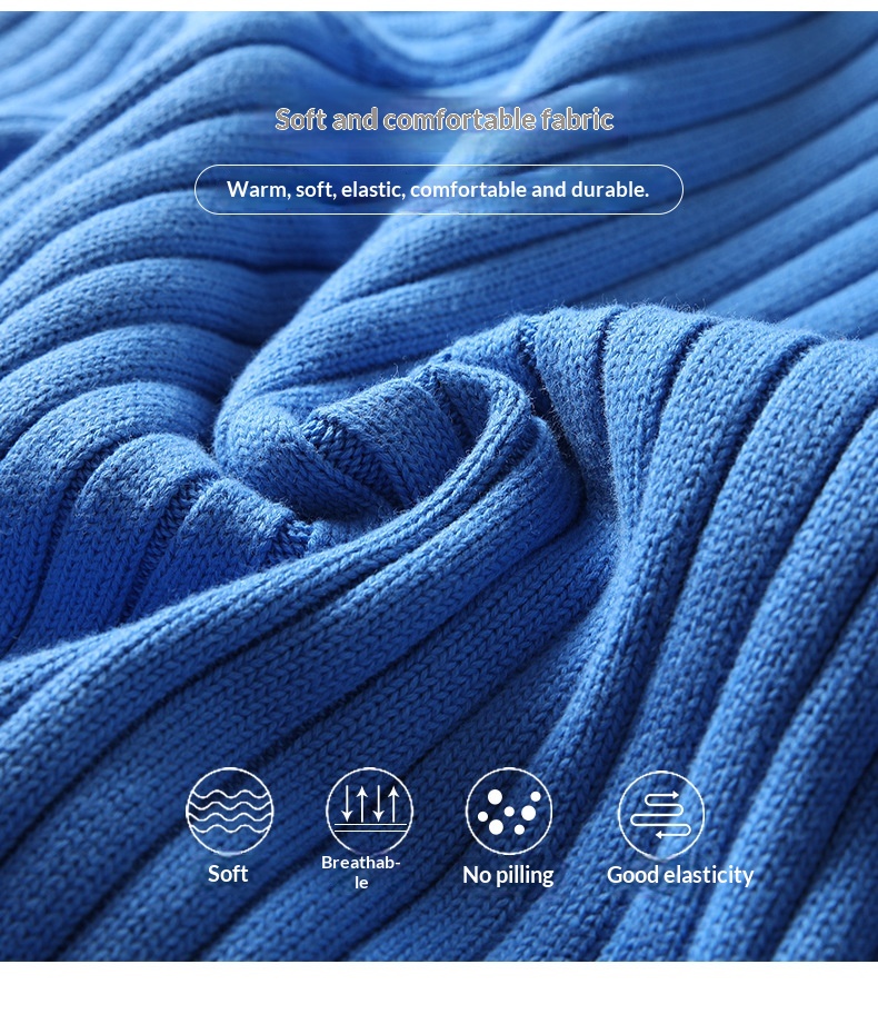 boy Boy Boy Boy Solid Color Cable Knit Turtleneck Sweater Men Winter Short Sleeve Turn-Down Collar Men's Knitwear Trendy Youth Thickened_voghion.com