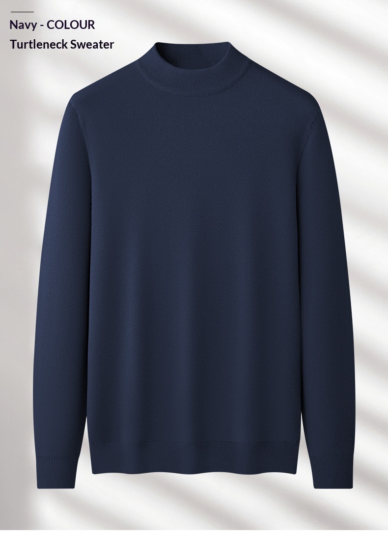 boy Boy Boy Boy Men's Wool Modal Half Turtleneck Sweater With Fleece Lining, Thickened And Warm, Simple Knitted Base Shirt_voghion.com