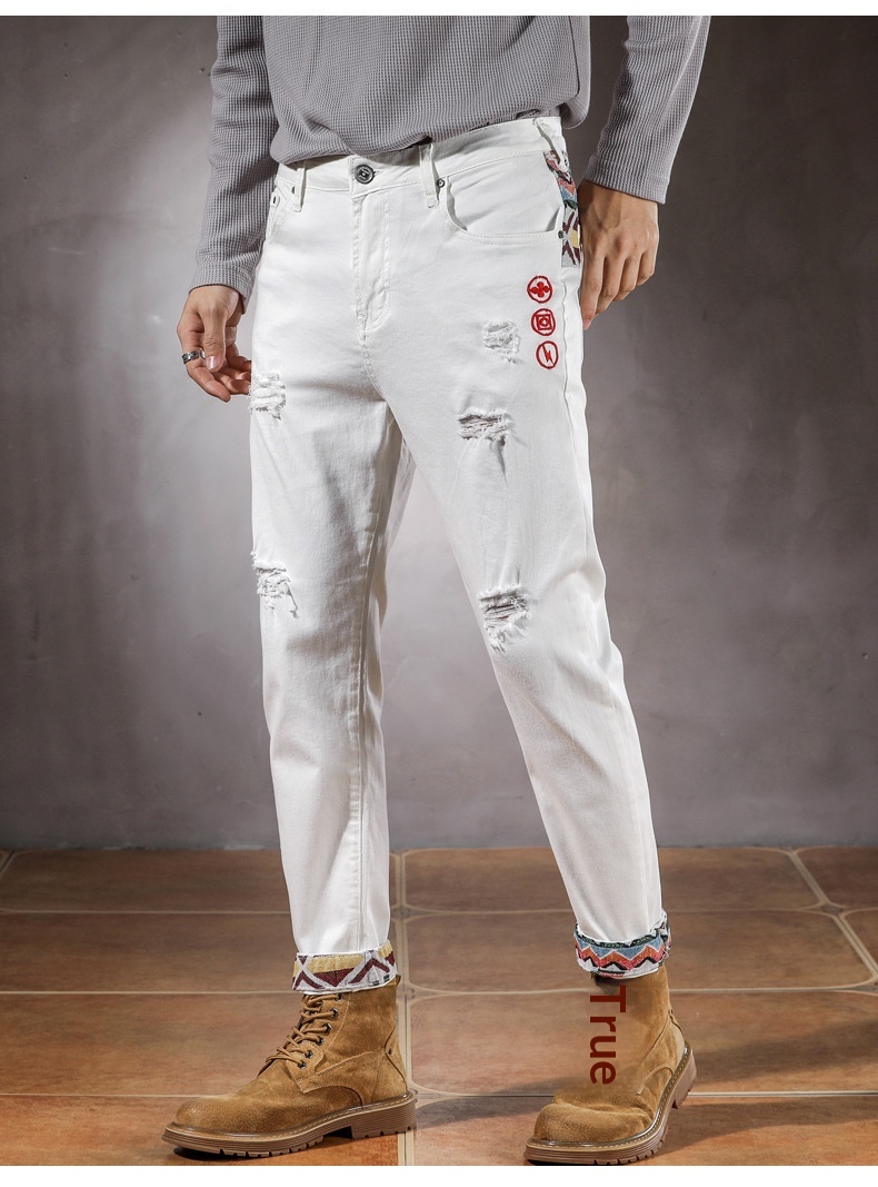 Jungen-Jeans mit Stickerei, Rissen, europäischem und amerikanischem Stil, neue Slim-Fit-Jeans, lange Freizeithose, coole Herrenhose, Einteiler_voghion.com