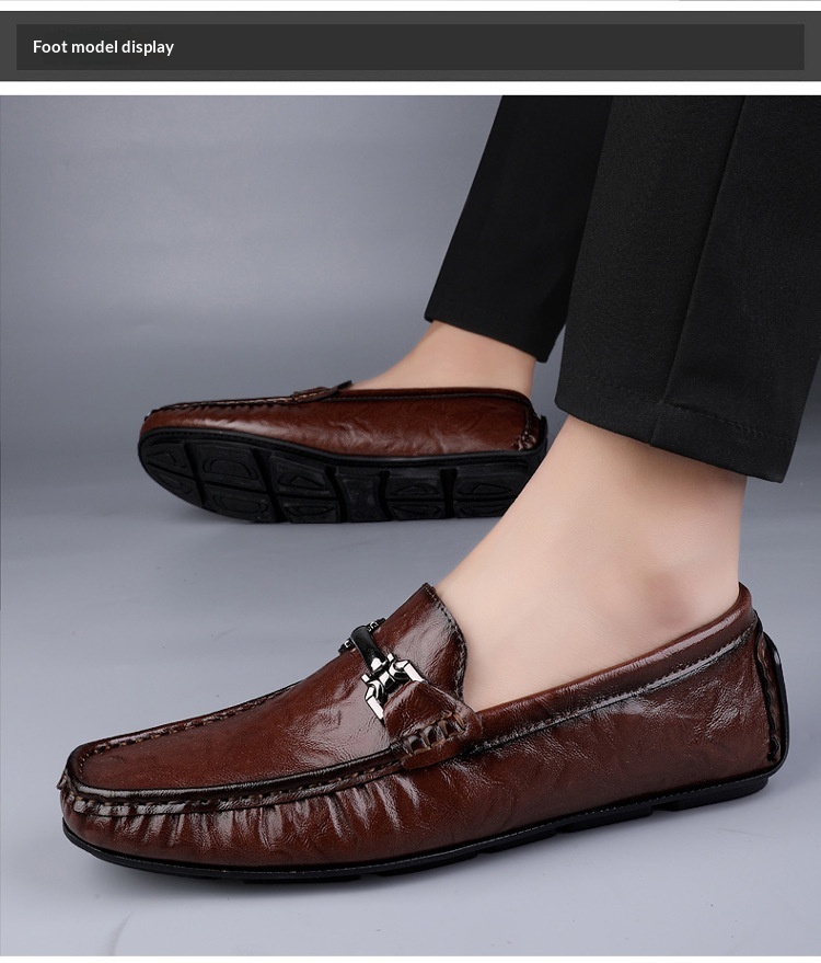 Voyage Voyage 2025 Men's Loafers Spring Summer Retro British Style Slip-On Casual Leather Korean Version Driving Shoes_voghion.com