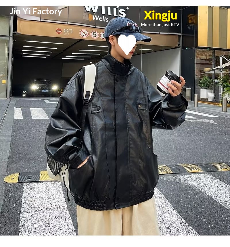 Giacca da motociclista ampia con colletto rovesciato, stile street europeo, primavera e autunno, da uomo, marchio americano alla moda_voghion.com