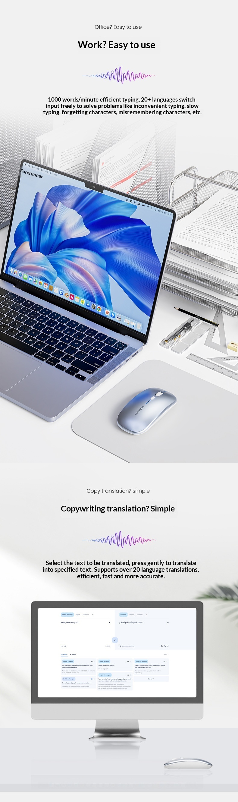 Digitex Digitex Forerunner AI Smart Typing Wireless Bluetooth Silent Rechargeable Voice Control Input Xunfei Mi Mouse_voghion.com