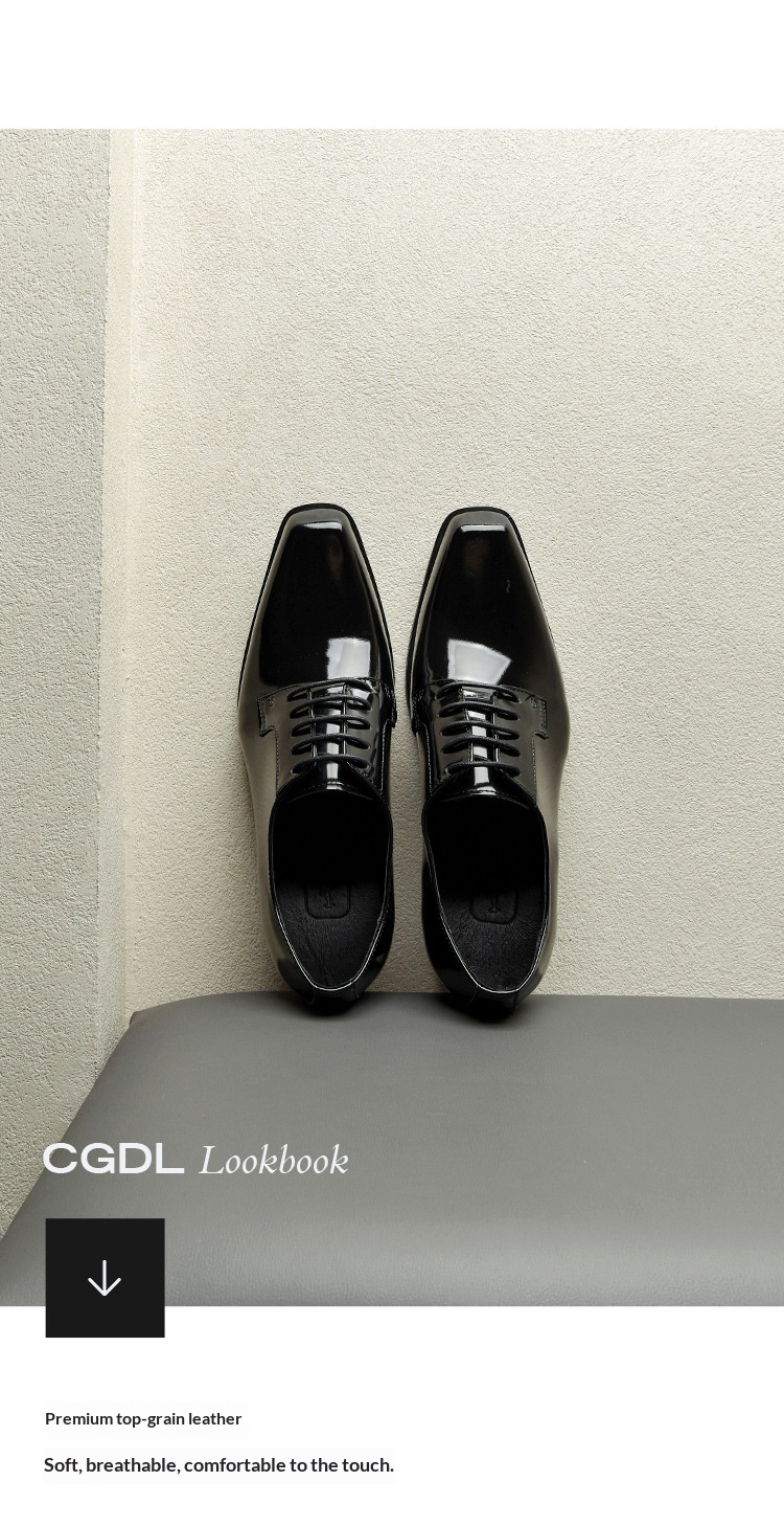 Voyage Dropshipping Original Design Europäische und amerikanische High Heel Square Toe für Herren Glänzendes Rindsleder Höhenvergrößerndes Derby_voghion.com