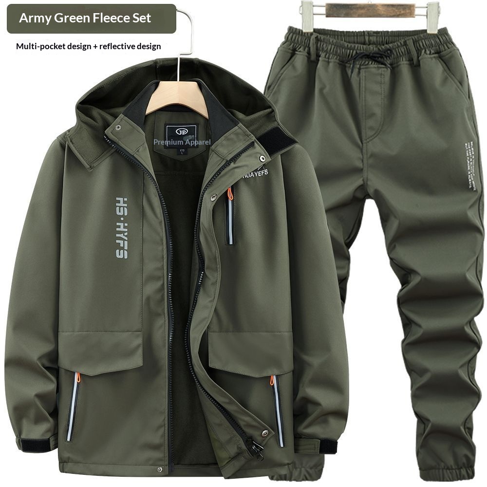 Dreifarbige Winterjacke für Jungen, Fleecegefüttert, dick gefüttert, wasserdicht, winddicht, warm, für Outdoor-Arbeit_voghion.com