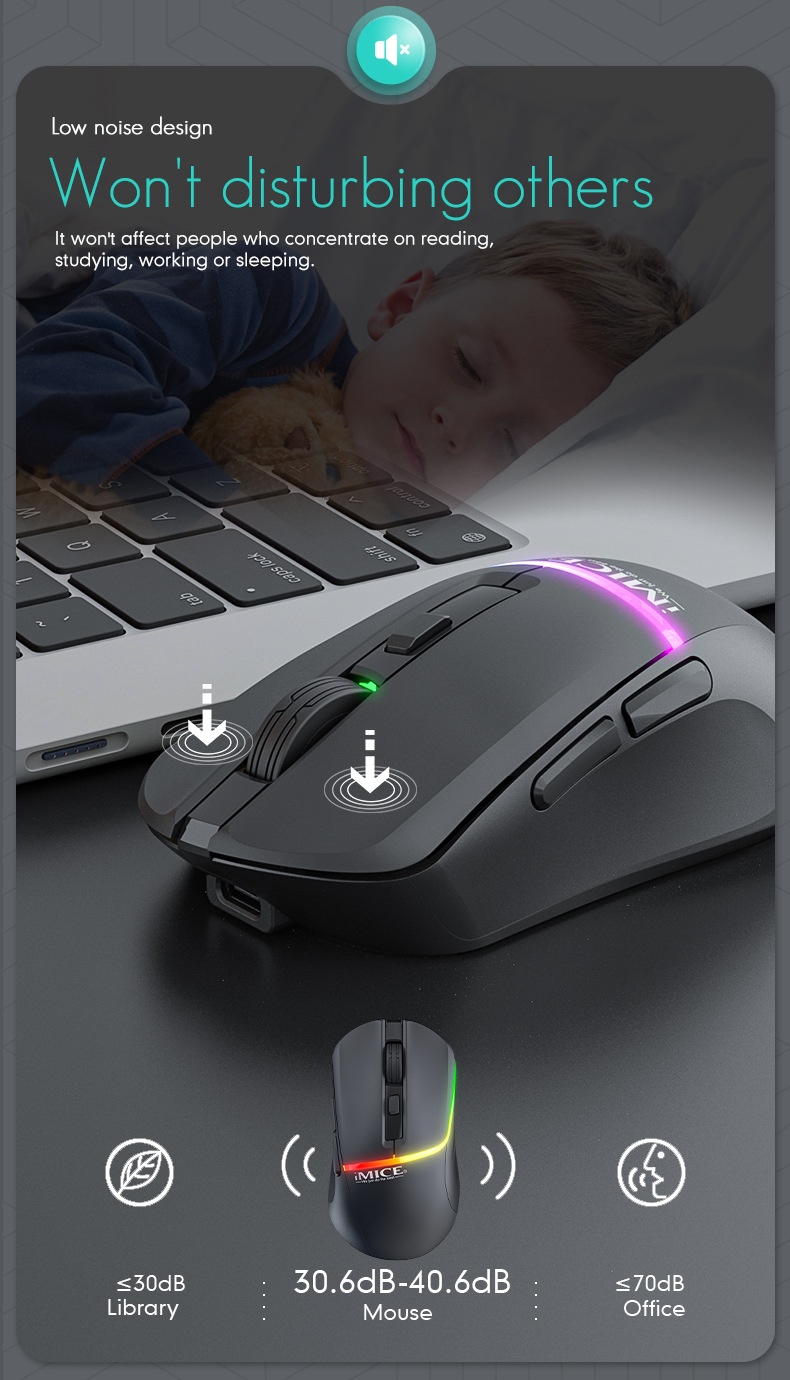 Digitex Digitex IMICE Factory Direct Supply Cross-Border Bluetooth Dual-Mode 6 Button RGB Rechargeable Silent Type-C Wireless Gaming_voghion.com