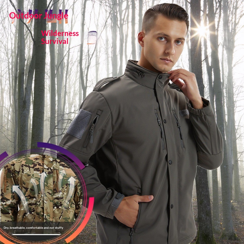 Veste polaire épaisse et chaude, coupe-vent, softshell de quatrième génération pour homme, idéale pour le cyclisme et les sports de plein air en automne et en hiver._voghion.com