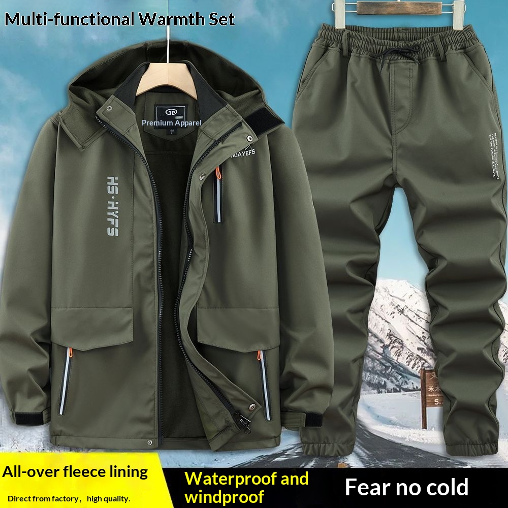 Dreifarbige Winterjacke für Jungen, Fleecegefüttert, dick gefüttert, wasserdicht, winddicht, warm, für Outdoor-Arbeit_voghion.com