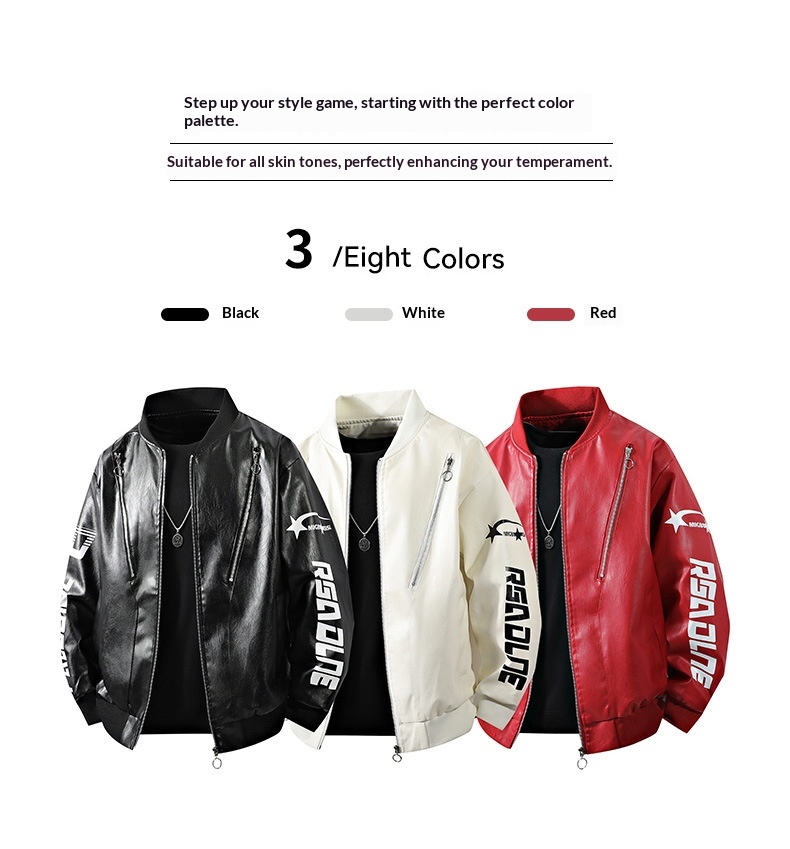 Giacca da motociclista in pelle da uomo larga, stile retrò hip-hop europeo e americano, all'ingrosso transfrontaliero_voghion.com