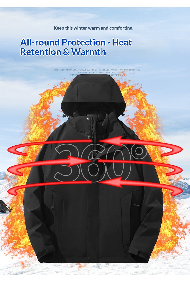 boy Herren- und Damen-3-in-1-Daunenjacke mit abnehmbarem Futter, dicker Fütterung, wasserdicht und winddicht, ideal für Herbst und Winter, zum Wandern und für Outdoor-Aktivitäten._voghion.com