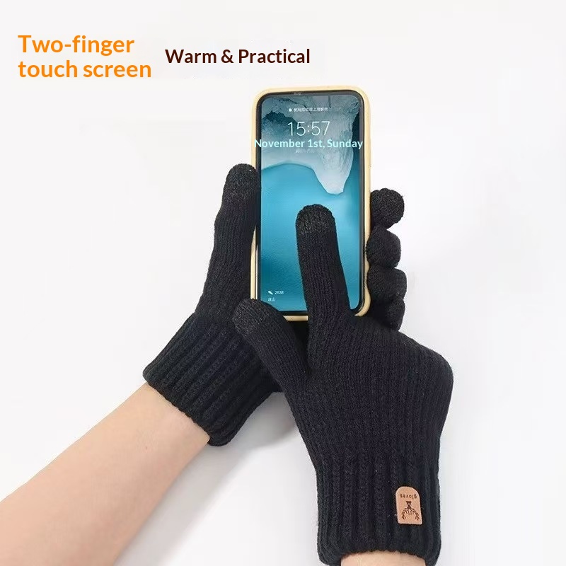 Guanti touchscreen in maglia a doppio strato, spessi e resistenti al freddo, stile coreano, autunno inverno, per uomo e donna_voghion.com