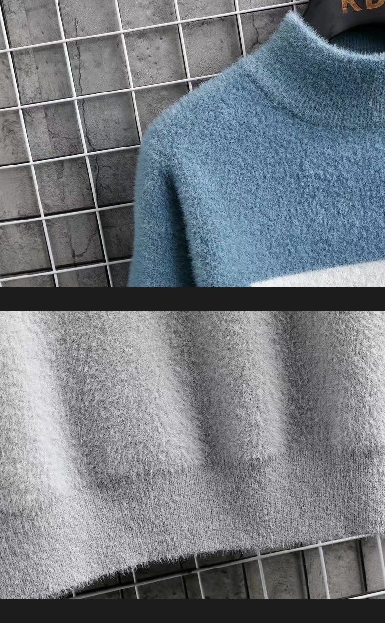 boy Mink Wool Sweater For Men, Autumn And Winter Base Shirt, Half Turtleneck, Mid Collar, Stylish Student_voghion.com
