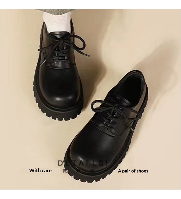 Voyage Voyage Britischer Stil Leder 2025 Frühling Herbst Unisex Runde Zehenpartie Schnürschuhe Retro Derby Loafer Dicke Sohle Bequem_voghion.com