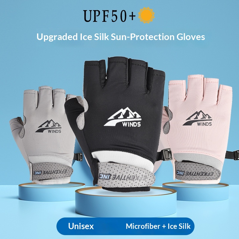 boy Boy Boy Sun Protection Gloves Men Sports Fitness Fingerless Summer Thin Ice Silk Breathable Fishing Delivery Riding Driving Half_voghion.com