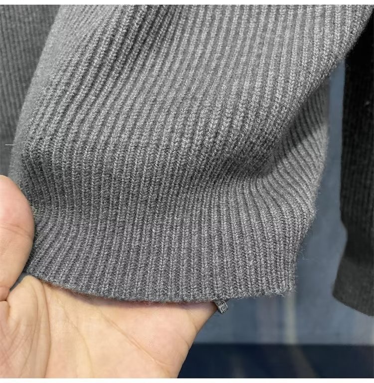 boy Boy Boy Spring And Autumn Doub Zipper Design Cardigan Solid Color Sweater Men's Simp Trendy Versati Knitted Jacket_voghion.com