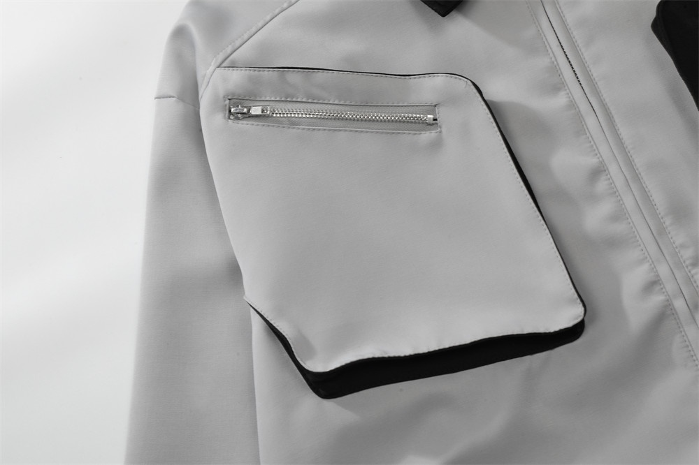 Ragazzo europeo e americano High Street Block Lapel Men Personality Loose Color Contrast Poc Zipper Design Moto_voghion.com