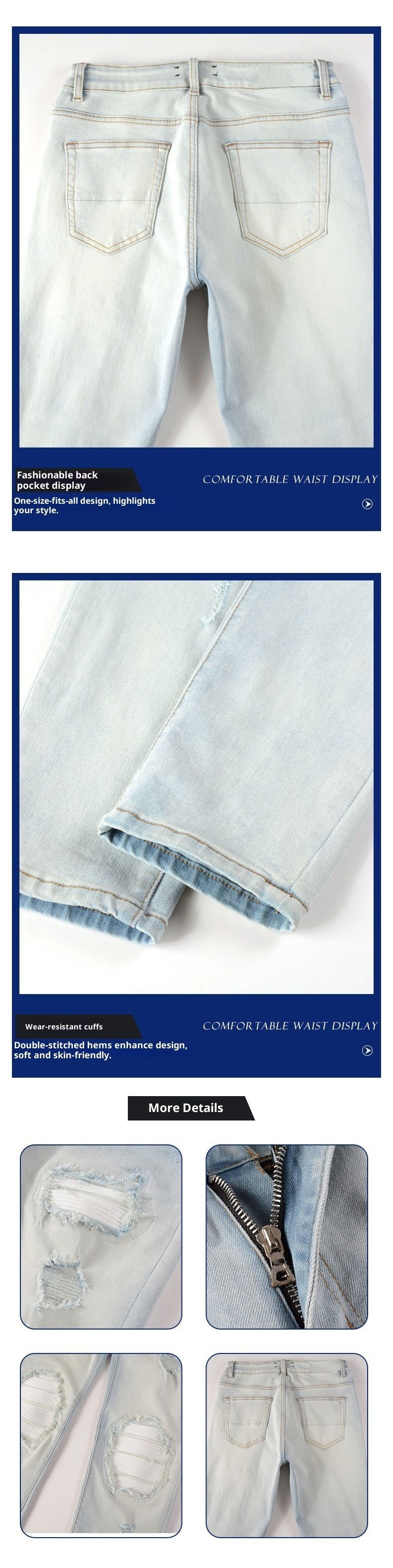 boy Can Ship On Behalf Of Foreign Trade Retro Jeans Slim Fit High Street Ripped Patch Cross-Border Clothing Wholesale Men's_voghion.com