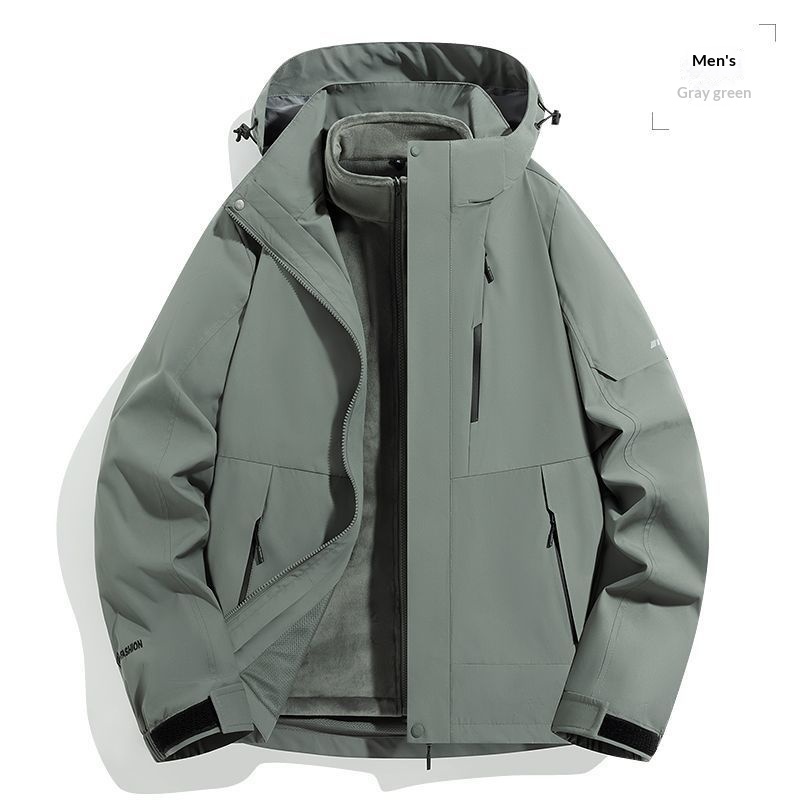 Nouveau manteau trois-en-un détachable pour homme et femme, à capuche, pour couple, idéal pour la randonnée en extérieur, coupe-vent et imperméable._voghion.com