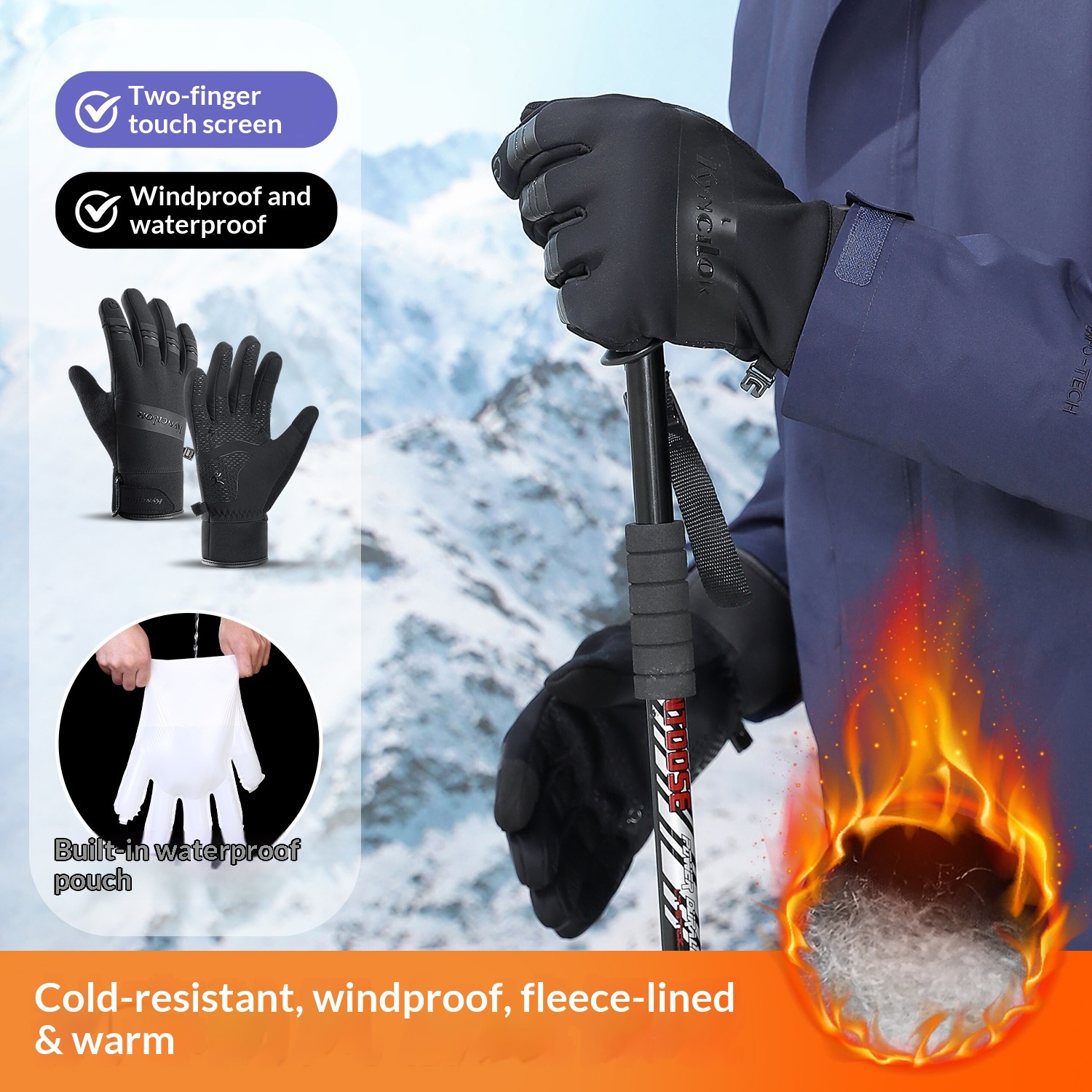 Guanti da ciclismo da esterno per uomo, autunno e inverno, impermeabili, antiscivolo, comodi, foderati in pile, ispessiti,_voghion.com