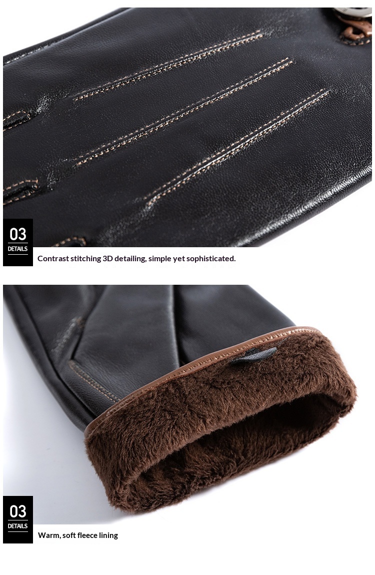 Boy Boy Boy Fashion Genuine Men, fleecegefüttert, dick gefüttert, Touchscreen-fähig, warm für Herbst und Winter, geeignet zum Reiten und Autofahren, Ziegenleder_voghion.com