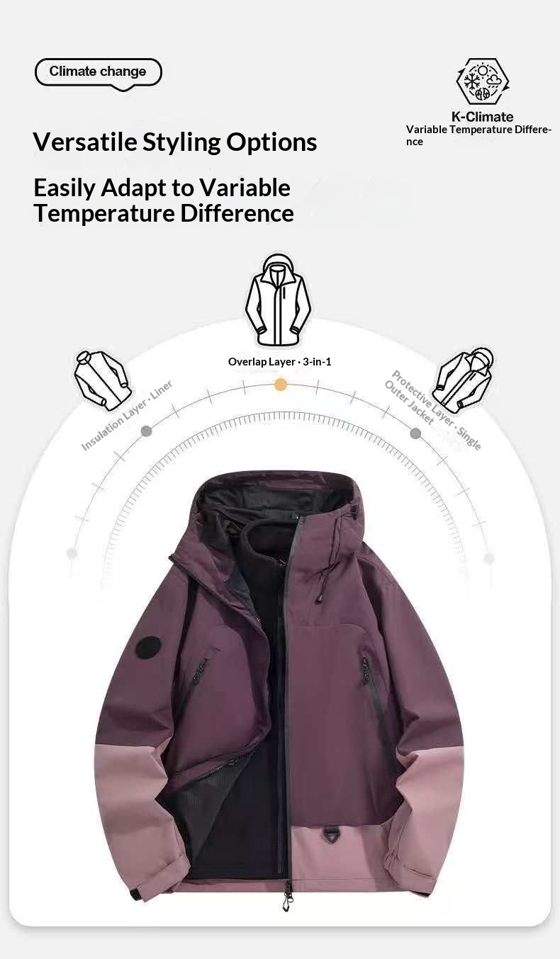 ragazzo Ragazzo 2025 Autunno Inverno Nuovo 3 in 1 Giacca da sci impermeabile antivento staccabile da uomo da donna_voghion.com