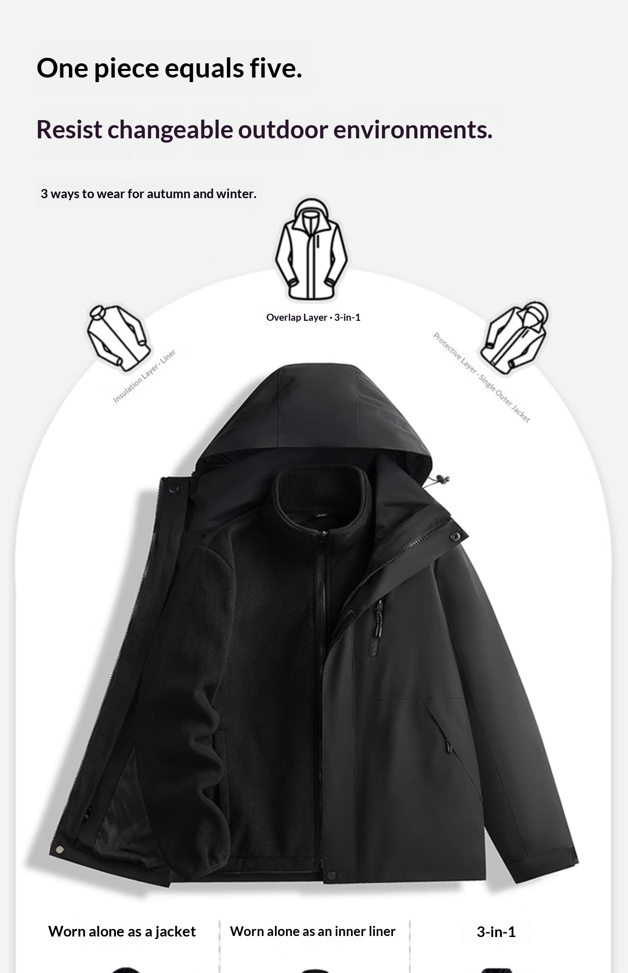 001 Down Jacket Coat Women's 2025 New Small Outdoor Windproof Waterproof Three-in-One Mountaineering Suit Men_voghion.com