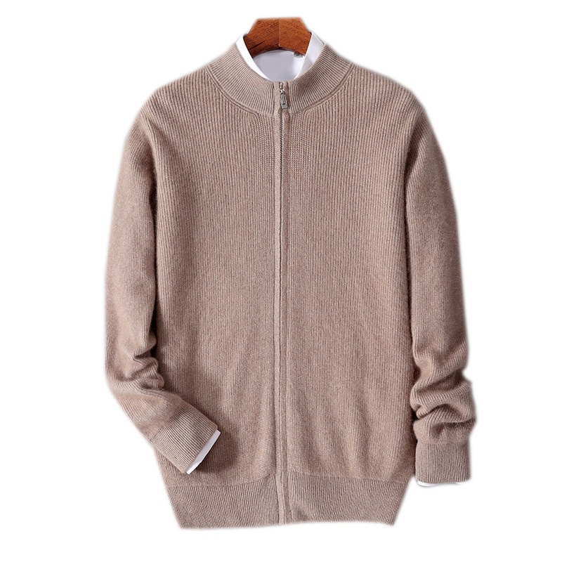 boy Boy Boy Boy Autumn Winter New Thickened Loose Men's Half Turtleneck Zipper Cardigan Casual Wool Knitted Sweater Jacket_voghion.com