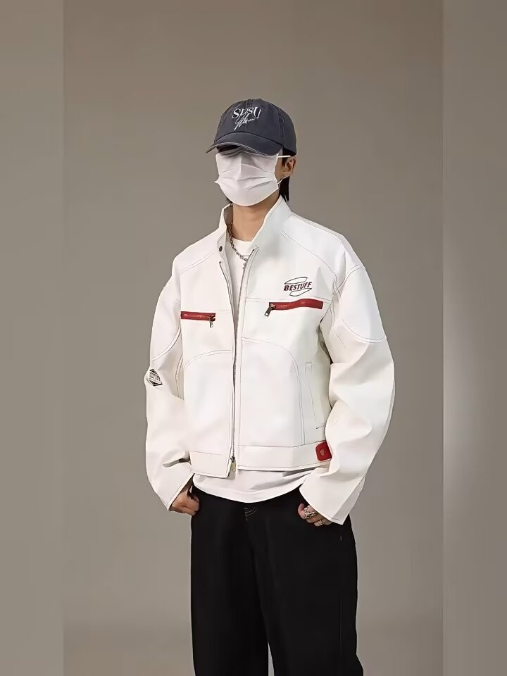 Giacca in pelle da uomo di alta qualità, stile hip hop, stile motociclista, stile corto PU, alla moda, marchio europeo e americano_voghion.com