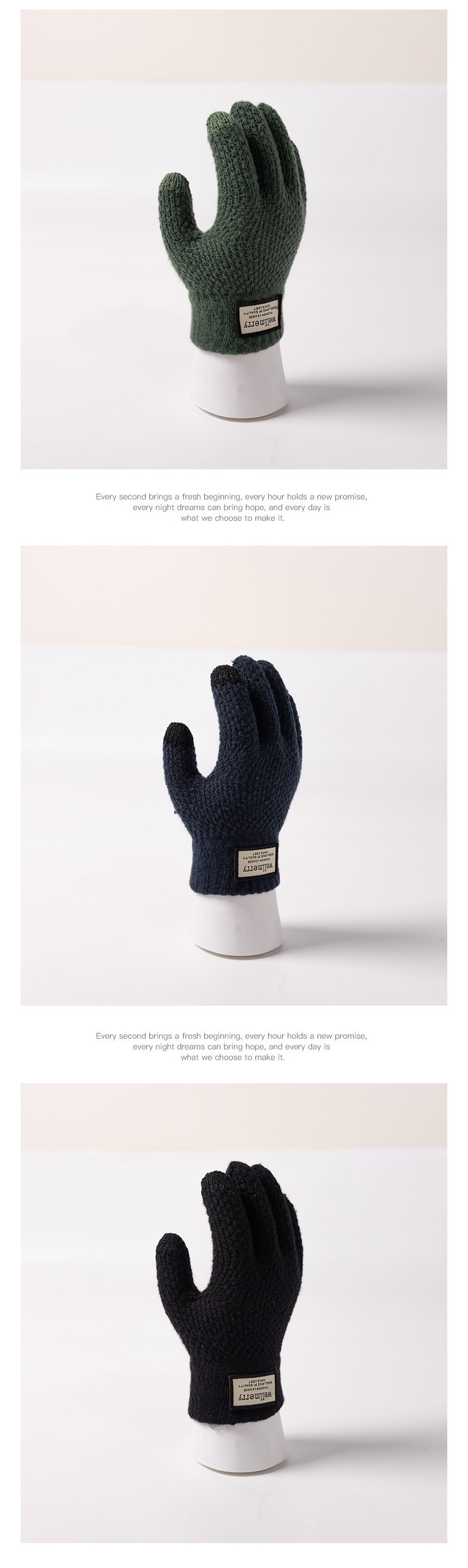 boy Boy Boy Winter Thickened Cold-Proof Cycling Touchscreen Knitted Men And Women Fingered Warm Gloves_voghion.com