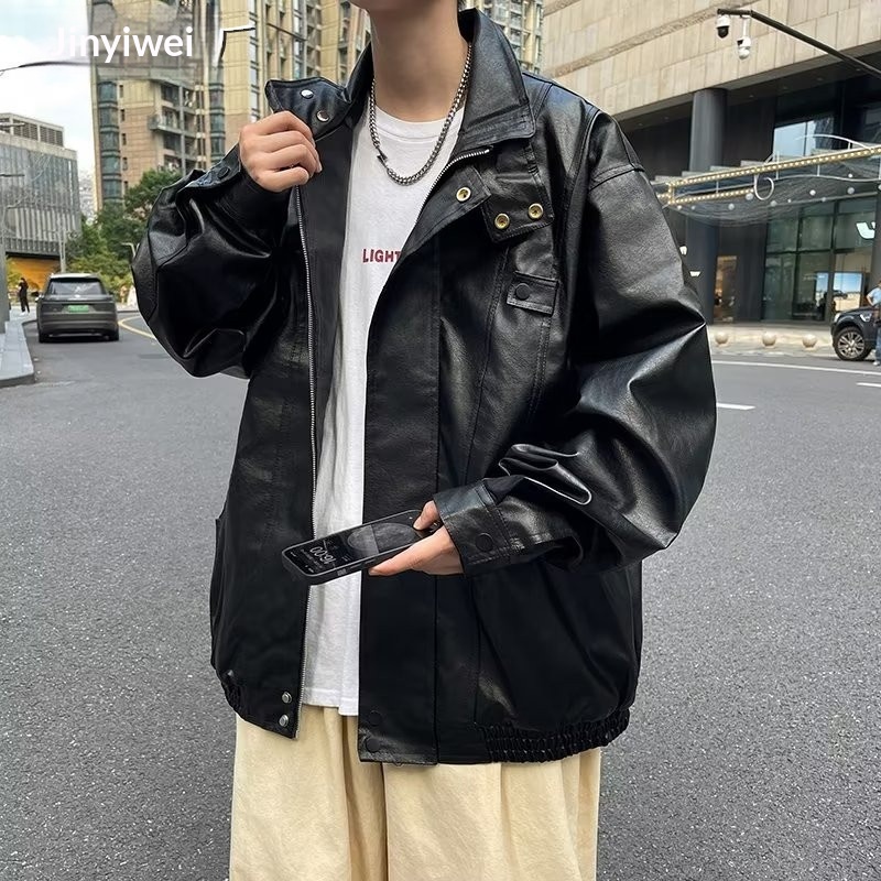 Giacca da motociclista ampia con colletto rovesciato, stile street europeo, primavera e autunno, da uomo, marchio americano alla moda_voghion.com