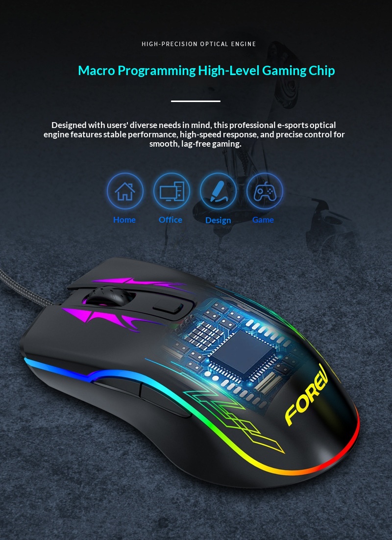 Digitex Digitex Wired FV509 Cool RGB Marquee Effect Oyun Bilgisayarı Toptan Mekanik Fare_voghion.com