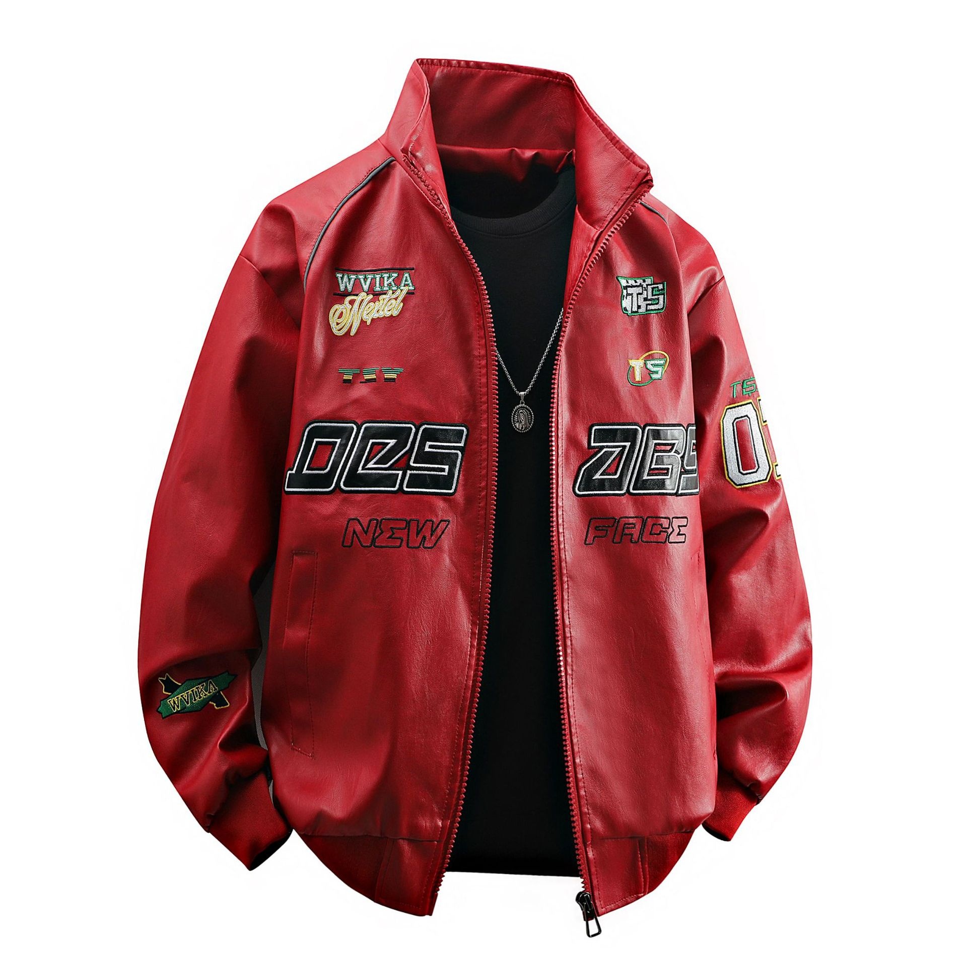 Giacca da motociclista da strada in pelle PU da uomo PU9901, stile retrò hip-hop europeo e americano, pesante_voghion.com