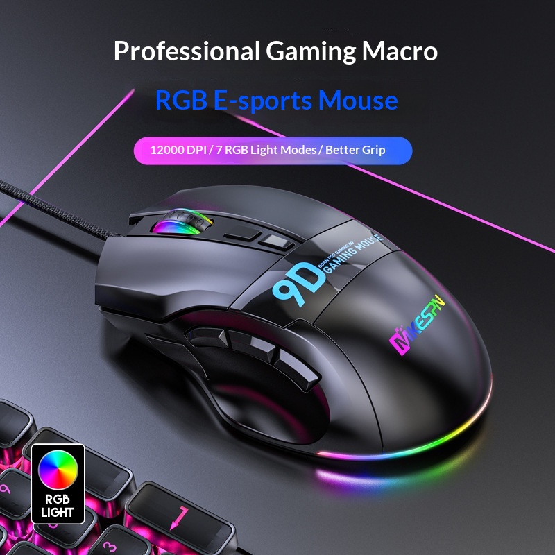 Digitex Digitex 12800 DPI Tam Hızlı Çok Düğmeli Oyun Faresi 9 Düğmeli Kablolu Tek Parça Toplu Bilgisayar Aksesuarları RGB E-Spor Sınıfı_voghion.com
