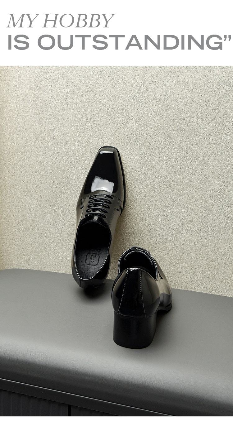 Voyage Dropshipping Original Design Europäische und amerikanische High Heel Square Toe für Herren Glänzendes Rindsleder Höhenvergrößerndes Derby_voghion.com