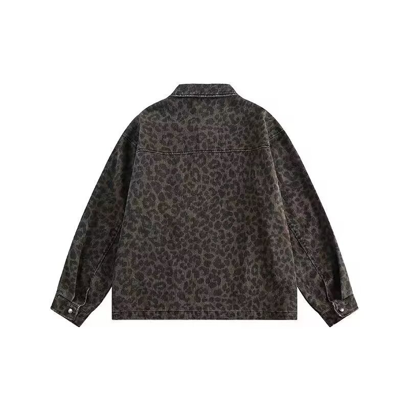boy 2024 Style Functional Leopard Print Lapel Jacket For Men Women Spring Winter New Trendy European And American Zipper_voghion.com