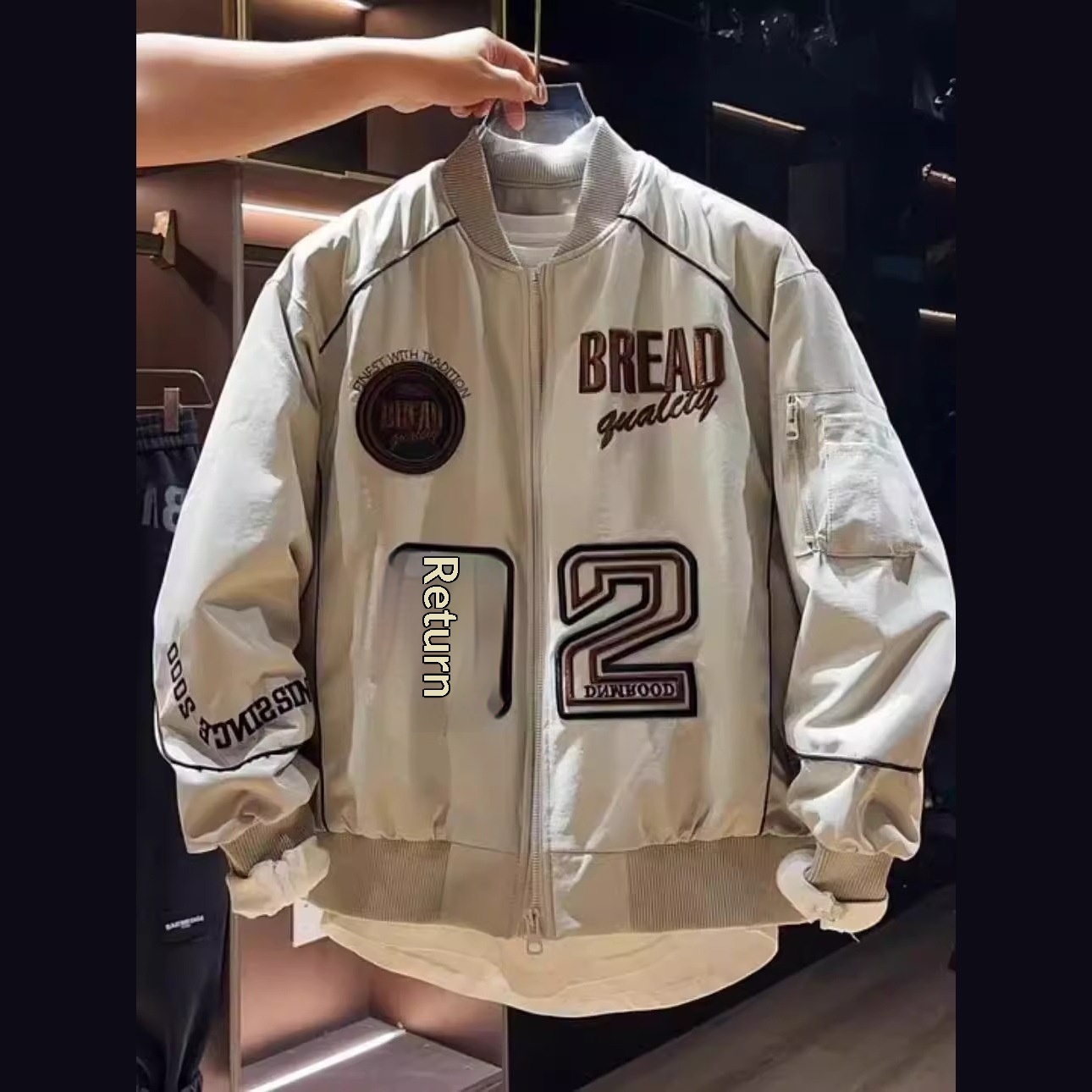 Giacca da baseball da uomo in cotone con scollo rotondo ricamato, stile americano, casual, calda, invernale, da uomo, di marca alla moda_voghion.com