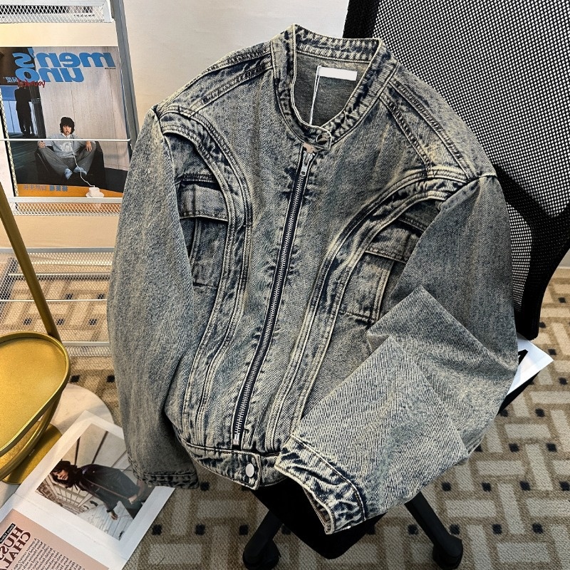 Giacca da motociclista Cleanfit in stile street europeo americano di marca per ragazzo, retrò, resistente, patchwork, primavera e autunno, cappotto in denim_voghion.com