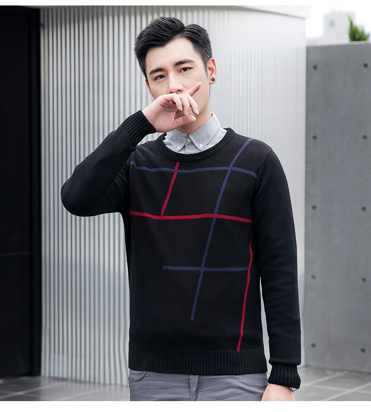 boy Boy Boy Boy Winter New Round Neck For Men Korean Style Color Block Pullover Fashion Trendy Long Sleeve Warm Men's Knitted Sweater_voghion.com