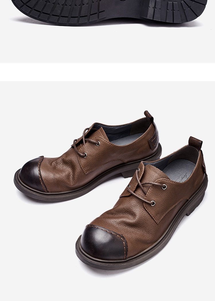 Voyage Purely Handmade Genuine Big Toe Casual Leather For Men Japan Style American Patch Trendy Work Shoes_voghion.com