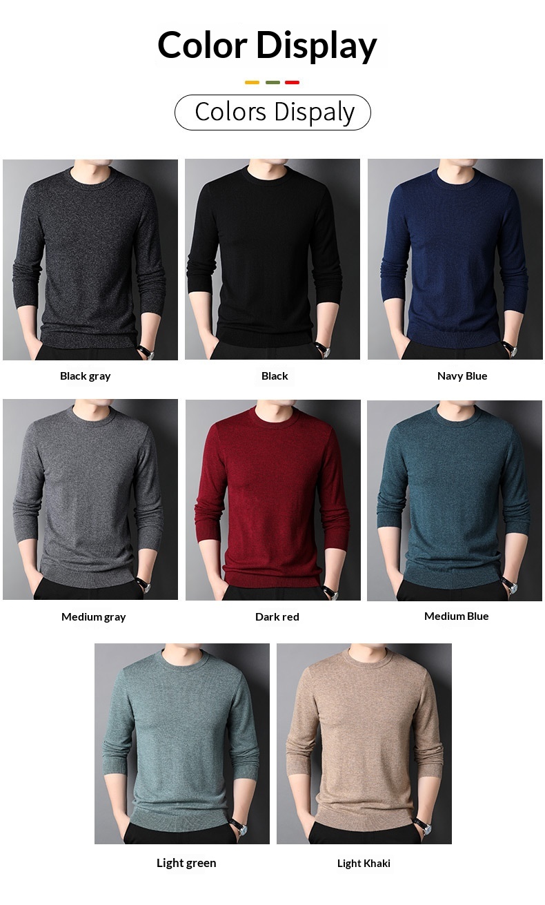 ragazzo Ragazzo Ragazzo Ragazzo Hengyuanxiang Maglione sottile in pura lana al 100% 2023 Autunno Inverno Nuovo girocollo tinta unita Camicia di base Abbigliamento da uomo_voghion.com