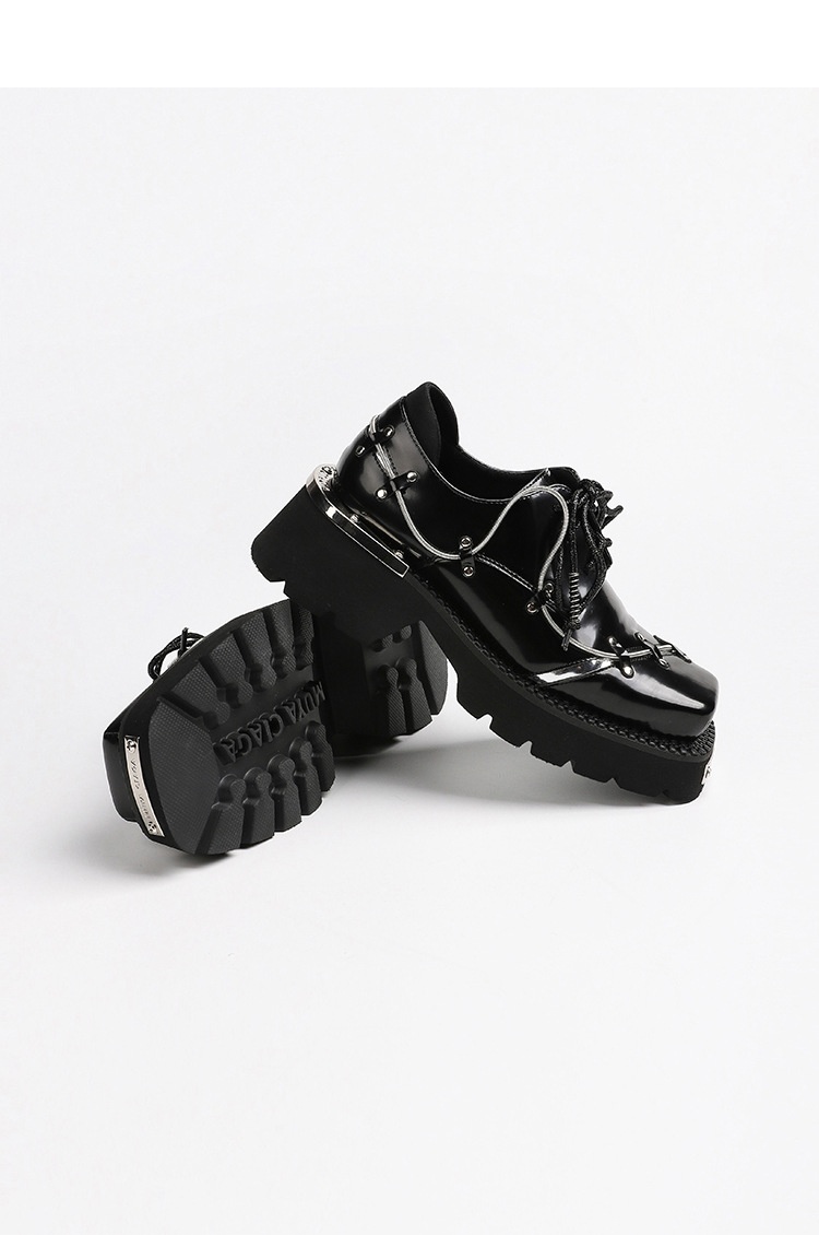 Voyage Voyage Niche Spring Lace-Up Thick-Soled Derby For Women 2022 New Retro Chunky Heel Loafers British Style Square-Toed Leather_voghion.com