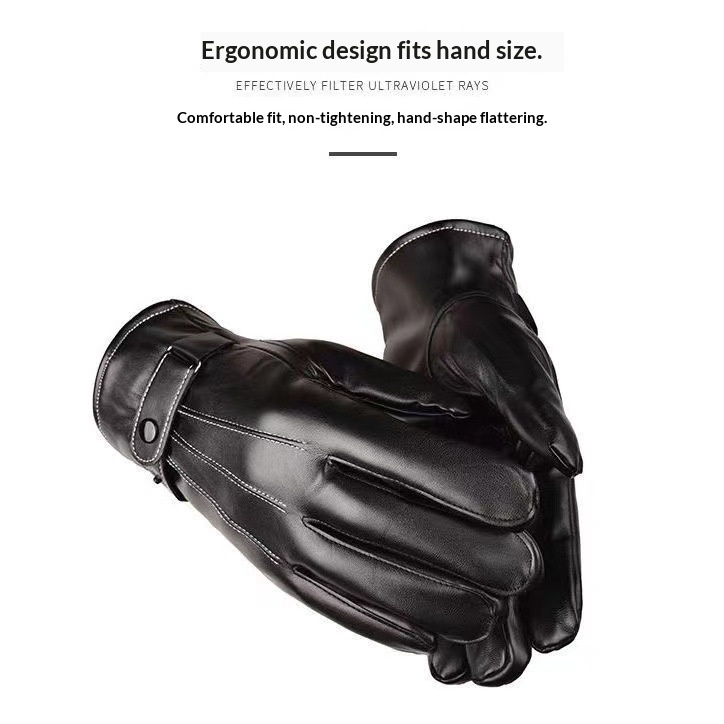 Guanti invernali da equitazione in pelle da uomo Boy Boy, caldi, foderati in pile, spessi, antivento, antifreddo, impermeabili, touchscreen_voghion.com