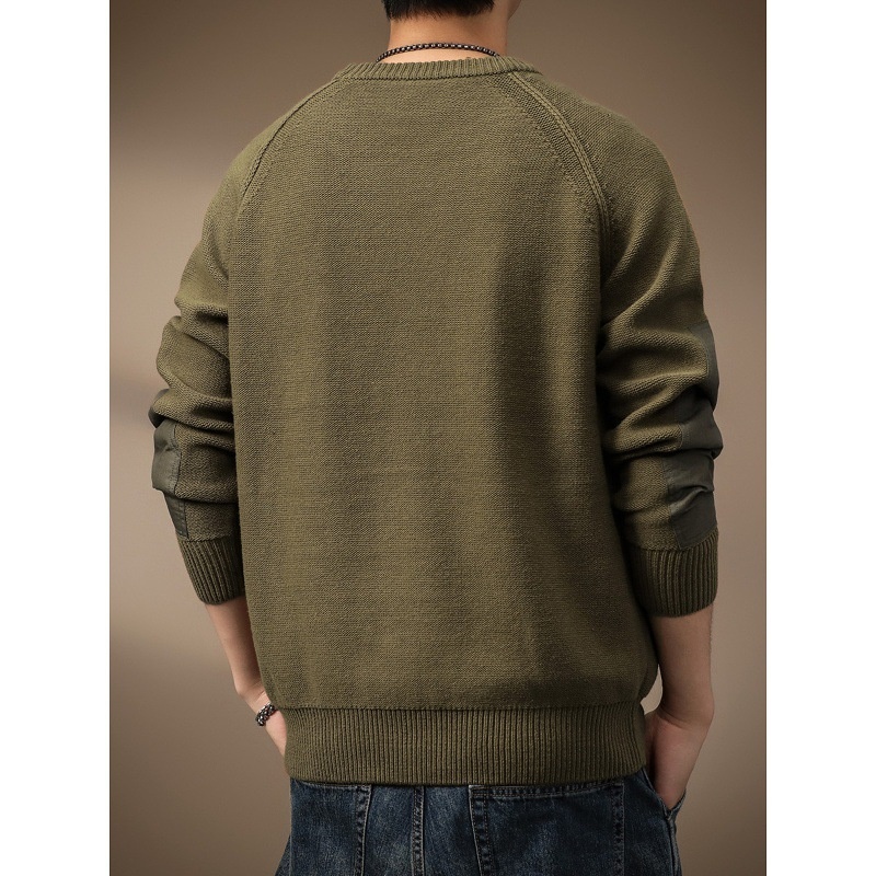 boy Boy Boy Boy High-End American Heavyweight Retro Color-Block Pocket Sweater For Men, Autumn Trendy Brand, Thick Loose Fit, Plus Size_voghion.com