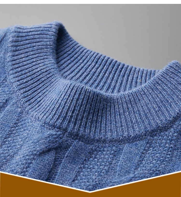 boy Boy Boy Boy 23 Autumn Winter New Men's Half Turtleneck Thickened Wool Pullover Solid Color Casual Plus Size Twisted Knit Sweater_voghion.com