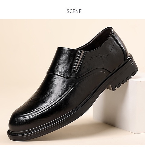 Mocassins souples britanniques Voyage Voyage Black pour hommes âgés, en cuir véritable, style Derby, élégants et décontractés, parfaits pour les affaires._voghion.com