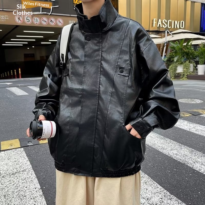 Giacca da motociclista ampia con colletto rovesciato, stile street europeo, primavera e autunno, da uomo, marchio americano alla moda_voghion.com