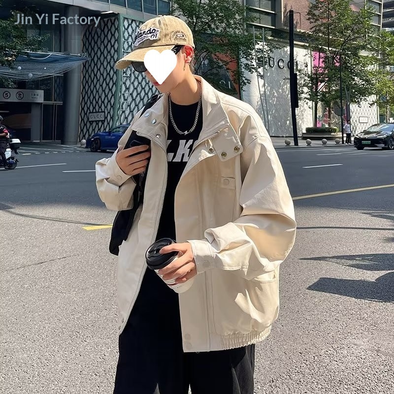 Giacca da motociclista ampia con colletto rovesciato, stile street europeo, primavera e autunno, da uomo, marchio americano alla moda_voghion.com